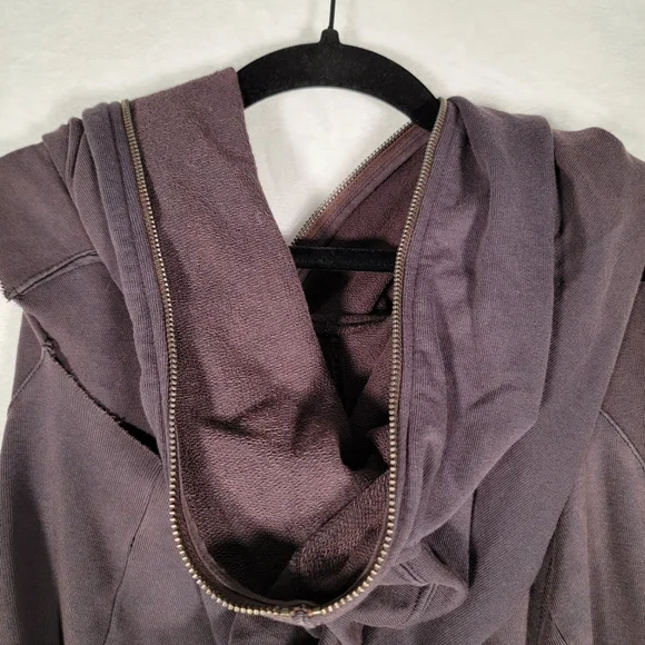 Men’s Sz 10 All Saints Spitafields Brown Cotton Distressed Festival Hooded Vest - Picture 10 of 14